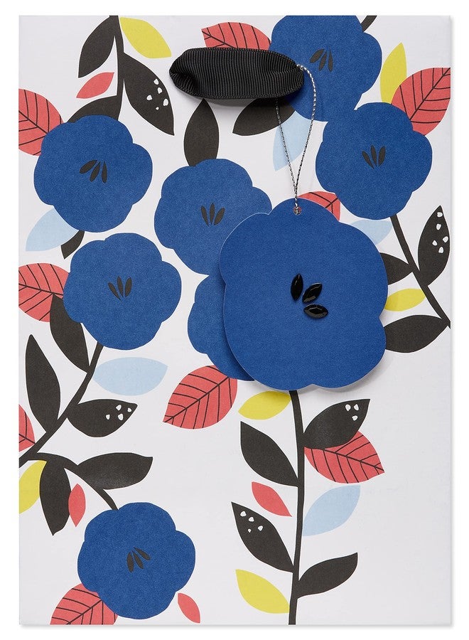 Papyrus 9" Medium Gift Bag (Blue Flowers) for Birthdays, Weddings, Bridal Showers, Baby Showers and All Occasions (1 Bag) - Image 2